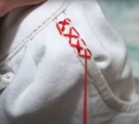 how to embroider clothes by hand using 3 basic stitches, Embroidering clothes with a cross stitch