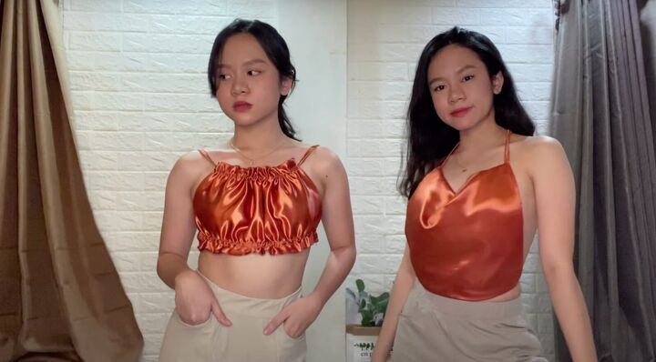2 sexy backless diy satin tops you can make quickly easily, Two easy DIY satin crop tops