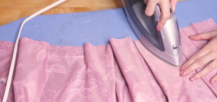 looking to upcycle old bedding try this box pleat skirt tutorial, Ironing the box pleats