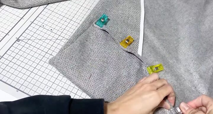 how to sew a circle coat a cozy short coat perfect for winter, Hemming the circle coat
