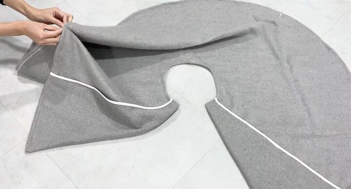 how to sew a circle coat a cozy short coat perfect for winter, Pinning the marks together