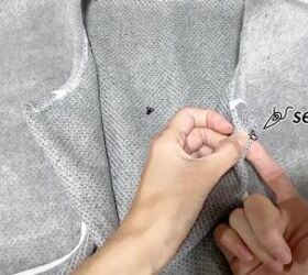how to sew a circle coat a cozy short coat perfect for winter, Hand sewing a hook and eye closure