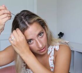 keep hair neat looking cute with this easy headband braid tutorial, Parting hair down the sides