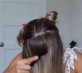 keep hair neat looking cute with this easy headband braid tutorial, Combing through the front section of hair