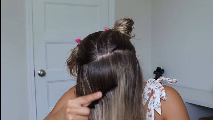 keep hair neat looking cute with this easy headband braid tutorial, Combing through the front section of hair