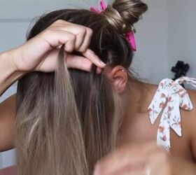 keep hair neat looking cute with this easy headband braid tutorial, Crossing the front section over the back