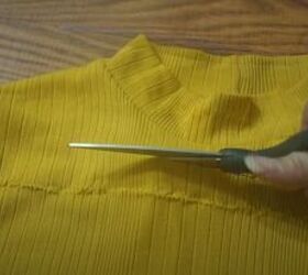 how to make a diy distressed choker top out of an old turtleneck, Cutting up the turtleneck