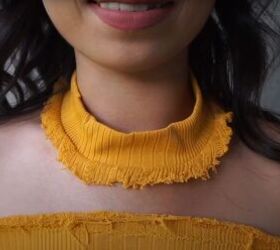 how to make a diy distressed choker top out of an old turtleneck, Choker cut out top DIY