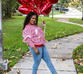 DIY Red Hearts Ruffle Sweater Using McCall’s 7688