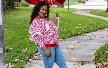 DIY Red Hearts Ruffle Sweater Using McCall’s 7688