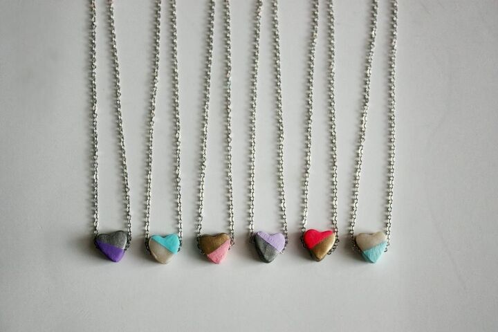 diy hand painted clay heart necklaces