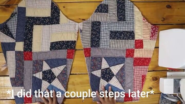 how to make a cozy reversible quilted jacket out of old blankets, Quilted jacket sewing pattern pieces