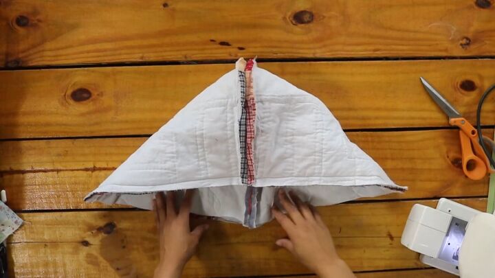how to make a cozy reversible quilted jacket out of old blankets, Pinning the two hoods together