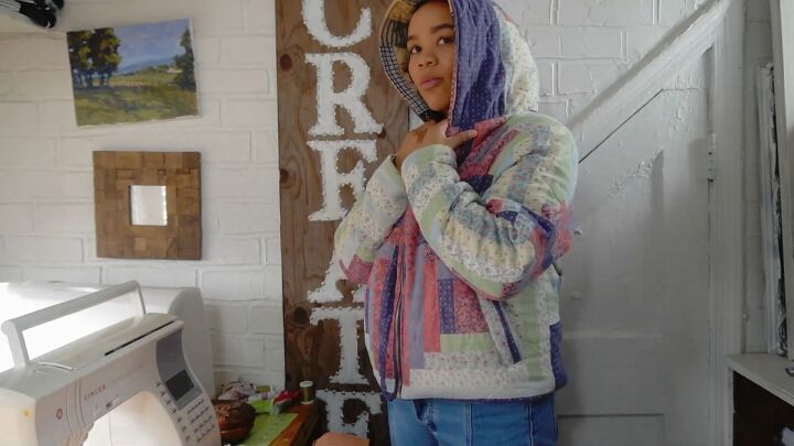 how to make a cozy reversible quilted jacket out of old blankets, DIY quilted jacket