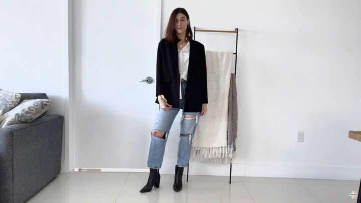 7 cute outfits with ripped jeans for fall and winter, Ripped jeans with a blazer outfit
