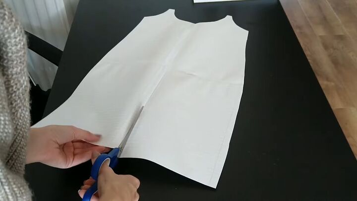 how to make a suspender skirt out of men s pajama pants, Cutting out a pattern for the skirt
