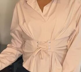 how to make a diy lace up shirt with eyelets inspired by shein, DIY lace up shirt