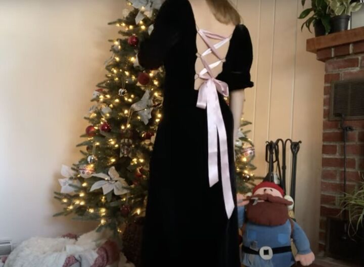 jocelyn antoinette can i make 2 diy reformation dresses for 10, DIY black velvet Reformation dress