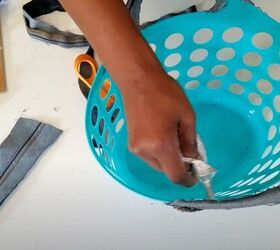 how to transform a dollar store basket into a stylish denim bucket han
