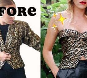 How to Make a DIY Strapless Tuxedo Top Out of an Old '80s Blazer