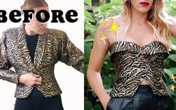 How to Make a DIY Strapless Tuxedo Top Out of an Old '80s Blazer