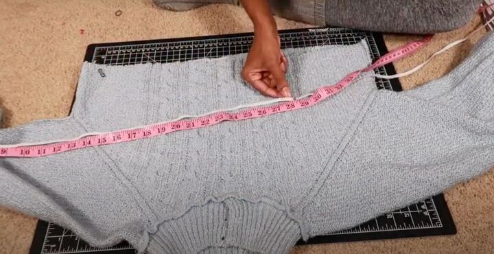 how to easily make a cute diy cropped sweater in 3 simple steps, Measuring the elastic to fit your waist