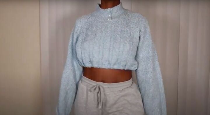 how to easily make a cute diy cropped sweater in 3 simple steps, DIY cropped sweater