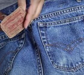 how to take in jeans the proper way for a perfect fit, Removing the label on the jeans