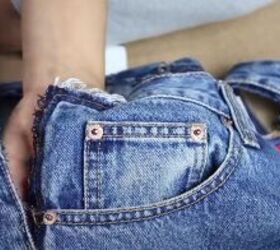 how to take in jeans the proper way for a perfect fit, Opening up the side seams of the jeans