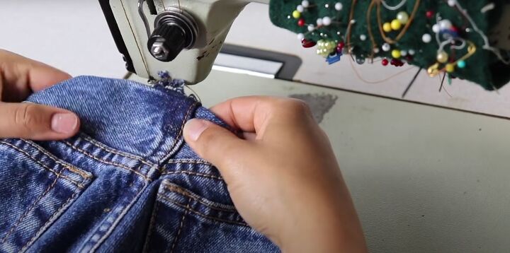 how to take in jeans the proper way for a perfect fit, Topstitching the new seams