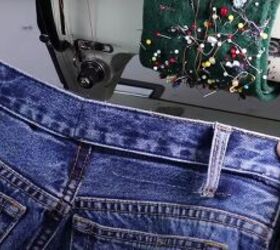 how to take in jeans the proper way for a perfect fit, Lining up the waistband