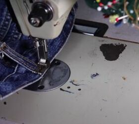 how to take in jeans the proper way for a perfect fit, Reattaching the back center belt loop