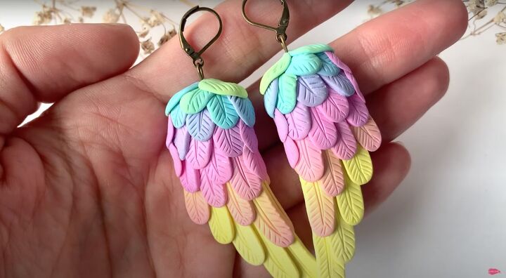 how to make polymer clay wing earrings in angelic rainbow colors, How to make polymer clay wings earrings