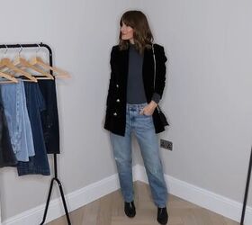 5 jean trends for 2022 popular styles of jeans how to wear them, Wearing loose jeans with a blazer