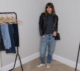 5 jean trends for 2022 popular styles of jeans how to wear them, How to style loose fit jeans with a leather jacket