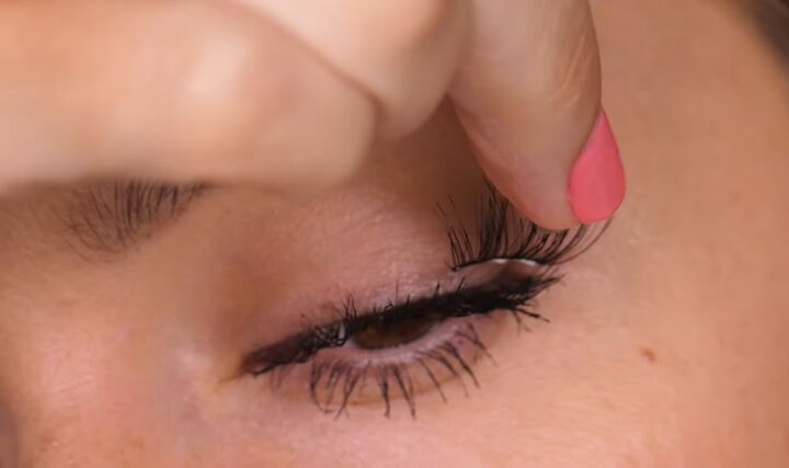 how to trim false lashes that are too long apply them like a pro, Cutting and applying sections of false lashes