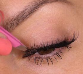 how to trim false lashes that are too long apply them like a pro, Applying the inner section of false lashes