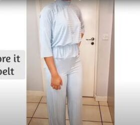 how to make a blouse without a pattern in 6 simple steps, DIY blouse with a belt