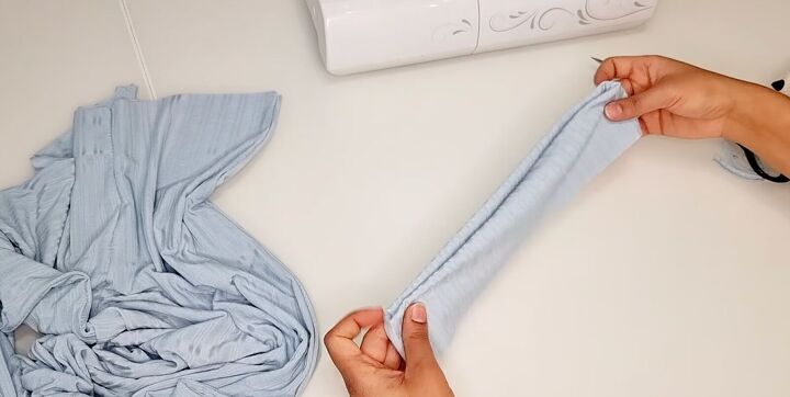 how to sew pants without a pattern by tracing pants you already own, Flipping the waistband