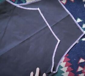 how to sew an overall dress without a pattern in 6 simple steps, Cutting the back to be lower
