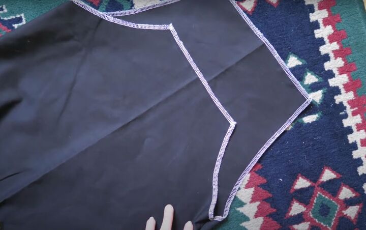 how to sew an overall dress without a pattern in 6 simple steps, Cutting the back to be lower
