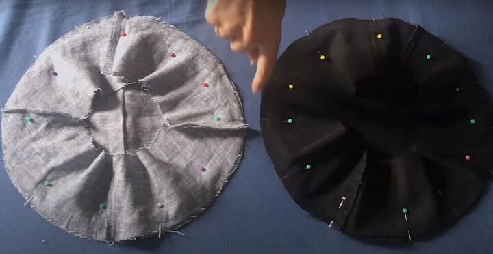 how to make a baker boy hat from scratch, Sewing the curved pieces