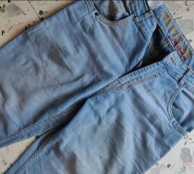 how to make cut off jean shorts skirts super easy tutorial, Marking the jeans at the new length