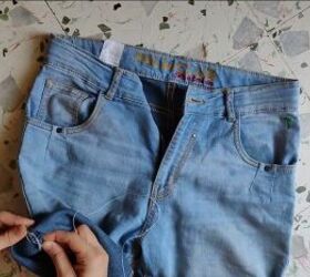 how to make cut off jean shorts skirts super easy tutorial, How to cut and sew jean shorts