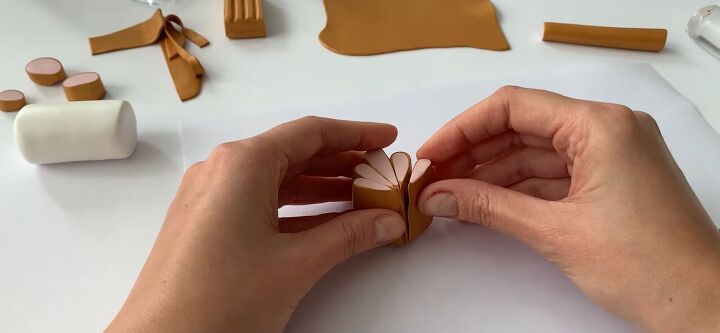 how to make polymer clay tile earrings using the cane method, Joining the teardrops together