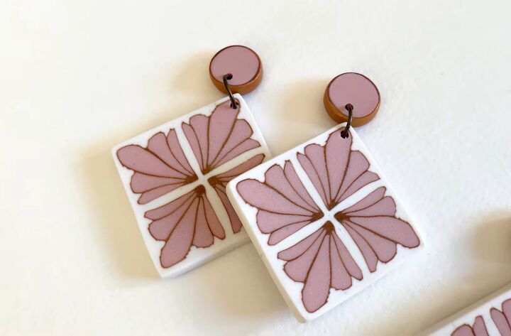 how to make polymer clay tile earrings using the cane method, How to make polymer clay tile earrings