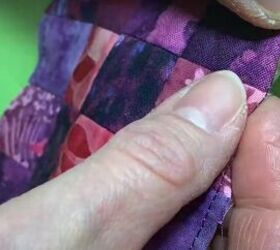 how to sew decorative patches on jeans to cover holes look cute, Folding the seam inside