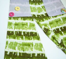 maxi dress refashion to an asymmetric top, cut through both layers of fabric