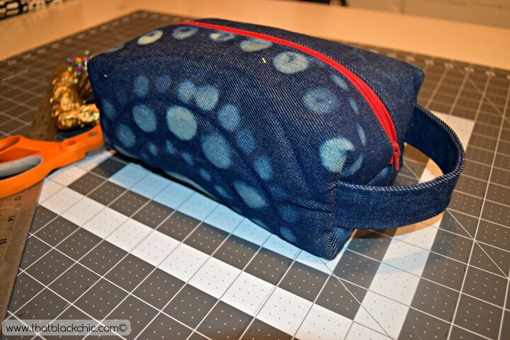 another diy square cosmetic bag with denim lips this time tutorial