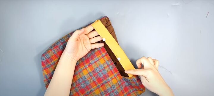 how to sew a cute plaid purse perfect for fall and winter, Finishing the purse strap